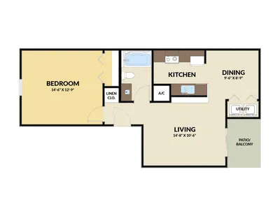 1 BED, 1 BATH APARTMENT